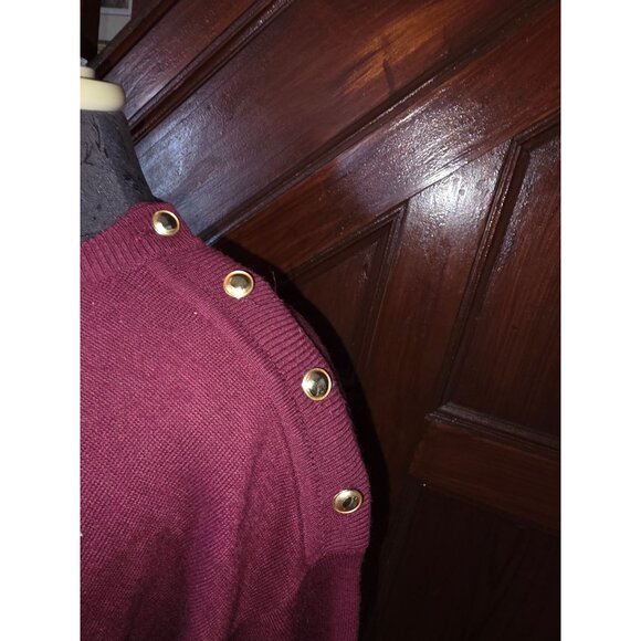 Vintage Outlander Burgundy Button Shoulder Sweater 3x Soft Cashmere Feel - Picture 3 of 7